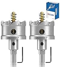 4 Pcs TCT Hole Saw Drill Bit Set,3/4” to 1-1/2” Tungsten Carbide Hole Saws Kit for Stainless Steel Hard Metal Plastic Wood, 1” Cut Depth, with Detachable Pilot Drill Bits, Allen Wrench