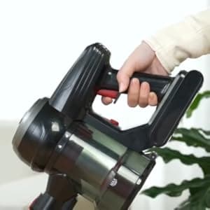 Cordless Stick Vacuum, Red, 45 Min Runtime, LED Headlights, 2-Speed, Telescopic Tube with Main Vacuum Brush, Crevice Tool, dust Brush, Removable-Rechargeable Battery Pack with Charging Cord