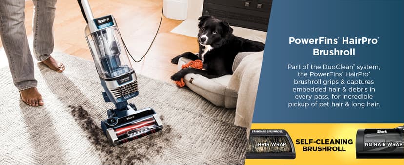 Shark Upright Vacuum, Stratos with DuoClean PowerFins, HairPro, Powered Lift-Away, Self-Cleaning Brushroll, & Odor Neutralizer Technology, Navy, AZ3002