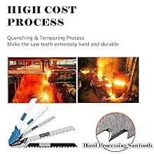 20PCS T Shank Jigsaw Blades Tool for Wood Plastic Metal Compatible with 90% Power Jig Saws Such as Bosch DEWALT RYOBI One+ Makita SKIL Black+Decker Includes 4 Each of T101B T101AO T144D T118A & T118B