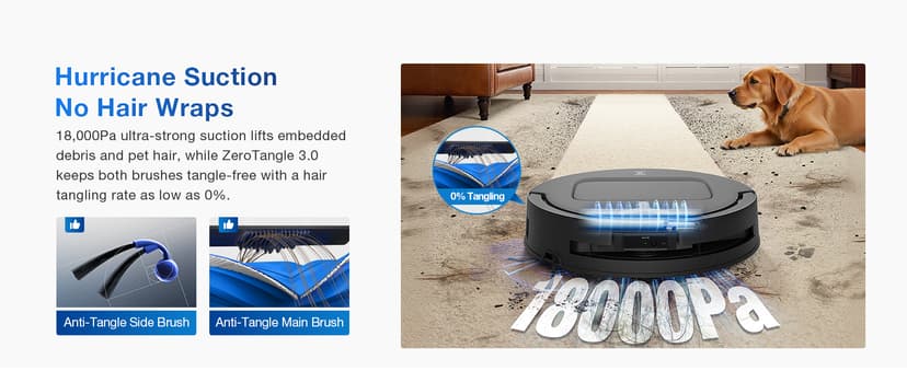 ECOVACS DEEBOT T80 Omni Robot Vacuum and Mop, 18,000Pa Suction, OZMO™ Roller Real-Time Mop Washing, Self-Emptying, Hot Air Drying, AI Navigation, Anti-Tangle Brush, for Pets, Carpets & Hard Floors