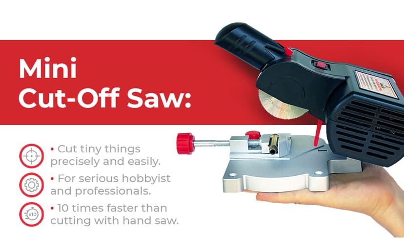 JOUNJIP Mini Miter Cut-Off Chop Saw for Hobby Miniature Model Making, Carbon Arrow Shafts, Zinc Stained Glass Came, 223/5.56 Brass - Cuts Max. 1/2" High x 1/2" Wide or 1/4" H x 3/4" W