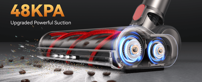 Cordless Vacuum Cleaner, 48KPA 550W 65Mins Self-Standing Vacuum Cleaners for Home, Cordless Stick Vacuum with Oversized Dust Cup, Rechargeable Vacuum for Hardwood Floor, Carpet, Pet Hair