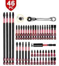 Impact Tough Magnetic Mixed 45Pack Insert Driver Bits, S2 Alloy Steel Screwdriver Power Bits Set with 1Pcs Impact Magnetic Bit Holder