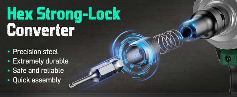 KIMO Impact Wrench 1/2, Max Torque 406ft-lbs (550N.m) & 3000RPM /Premium Brake Stop, 9-Piece Drill & Serewdriver Set, 4 Sockets, Cordless Impact Wrench with 4000mAh Battery, Impact Driver for CarTires