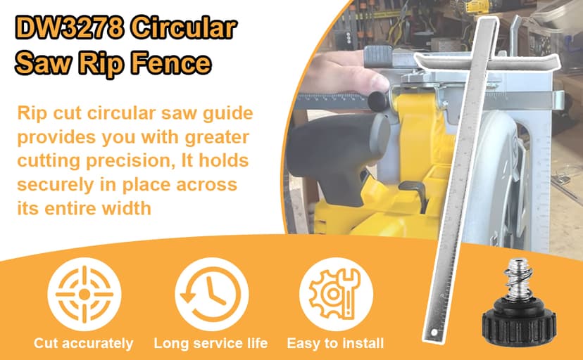 DW3278 Circular Saw Rip Fence for DEWALT DCS575, DCS570, DCS577, DWE575 and DWS535 Circular Saw, Cutting Fence for 7-1/4-Inch to 8-1/4-Inch Circular Saws, with Round Head Stop Screw and Spring(2-Pack)