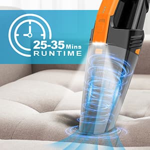 Handheld Vacuum Cordless Car Vacuum Portable with LED Light, High Power Suction, Lightweight Rechargeable Hand Vacuum, Hand Held Vacuum Cleaner for Car Home Office, Pet Hair, BlackOrange