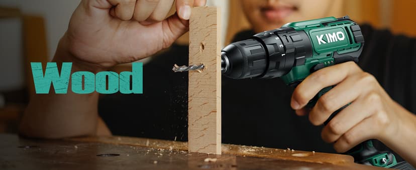 KIMO Hammer Drill - 20V 2X Battery Hammer Drill Cordless Drill Set, 350 In-lb Torque, 3/8" Keyless Chuck, 1350 RPM, 21+3 Position,14pcs Drill/Driver Bits, Power Drill Drivers for Concrete Brick Wall