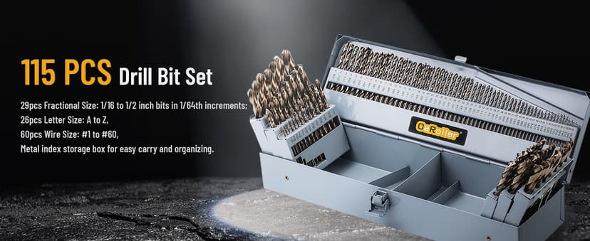 29Pcs Drill Bit Set, 135 Degree Tip High Speed Steel with Black and Gold Finish, Stainless Steel, Plastic and Wood with Metal Indexed Storage Case 1/16"-1/2" (29pcs Black and Gold)