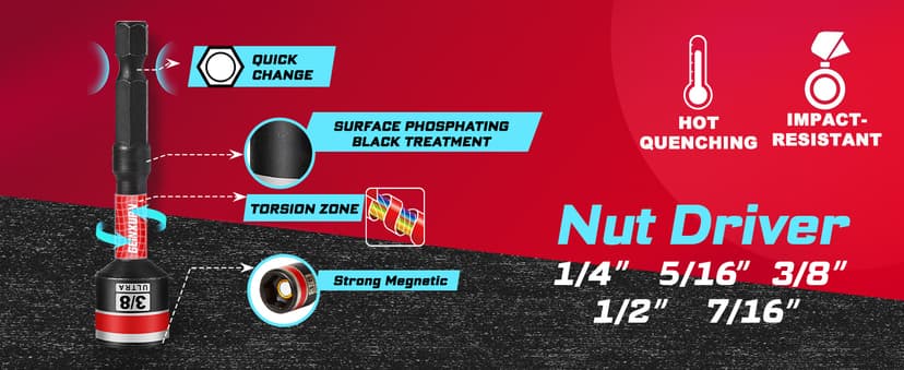 98Pieces 1”/2” Impact Screwdriver Bits Set, Magnetic S2 Steel (Phillips/Slotted/Square/Torx/Hex/Security Torx) Driver Bits Tips,Impact Bit Holder and Nut Driver with Red Storage Box Case