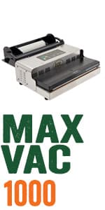 LEM Products MaxVac 1000 Stainless Steel Vacuum Sealer with Removable Bag Holder and Cutter, Silver and Black
