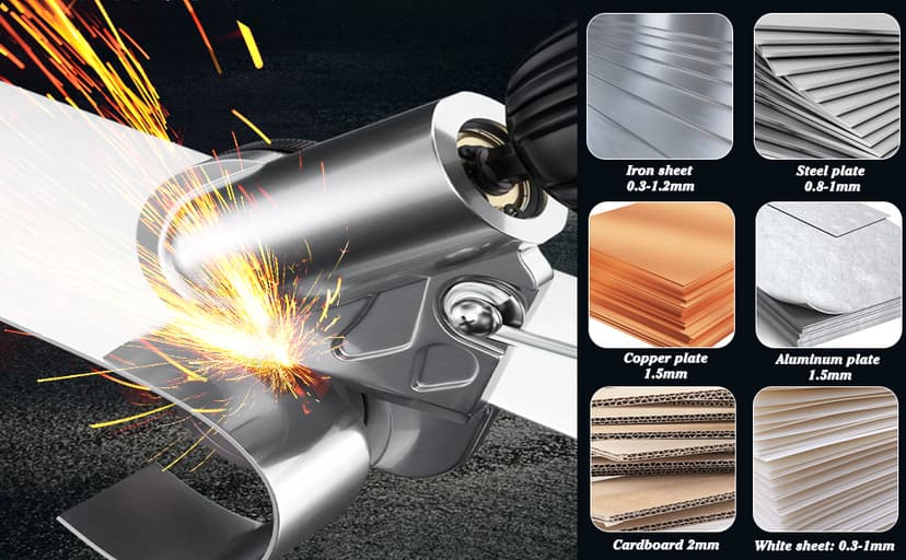 CZS Sheet Metal Cutter Drill Attachment, Electric Drill Shears Attachment Cutter Nibbler, Metal Nibbler Drill Attachment for Cutting Iron, White Sheet, Steel, Copper, Aluminum