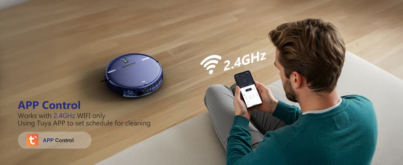 Robot Vacuum and Mop Combo, WiFi/App/Voice, Robotic Vacuum Cleaner with Schedule, 2 in 1 Mopping Robot Vacuum with Water Tank and Dustbin, Self-Charging, Slim, Ideal for Hard Floor, Pet Hair, Carpet