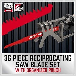 36-Piece Ultimate Reciprocating Saw Blade Set - Premium Saw Blades, Durable Wood & Metal Cutting Blades with Storage Pouch, Long-Lasting Pruning Blades