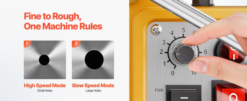 VEVOR Magnetic Drill, 1450W Motor 2 in Boring Diameter, 2878 lbf Electric Mag Drill Press, with 6 Coring Bits, Variable Speed, Drilling Machine for Metal Surface, Home Improvement Industry, Yellow