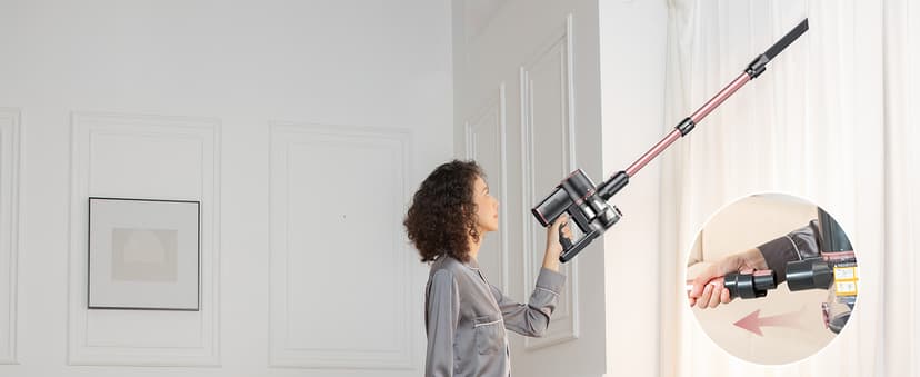 V8PRO Cordless Vacuum Cleaner for Home - 25Kpa Stick Vacuum with Self Standing Design, Max 35Min Runtime, 6 in 1 Lightweight Vacuum for Hardwood Floors and Carpet Pet Hair (Champagne)