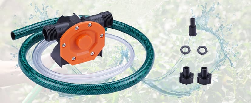 TOPWAY Self Priming Water Drill Pump Attachment with Suction and Discharge Hose, Mini Hand Power Drill Pump for Water, Oil Transfer