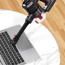 Cordless Vacuum Cleaner, 30Kpa/210W Stick Cordless Vacuum Up to 45 Mins Runtime, 8 in 1 Lightweight Vacuum for Hardwood Floor Carpet Pet Hair (Black-red)