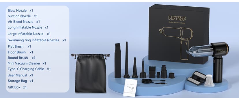 Handheld Vacuum,Car Vacuum Cleaner,4-in-1 20000PA High Power Portable Rechargeable Vacuum Cleaner with Brushless Motor, Small Handheld Vacuum & Air Blower & Pump-Black