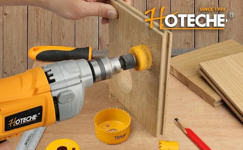 Hoteche 6-Piece Hole Saw Set - Versatile Hole Cutter Kit for Wood, Plastic, and Fiberboard - Clean, Accurate Cuts with Arbor Hole Drill - Compatible with Hand Drills, Drill Presses, and Rotary Tools