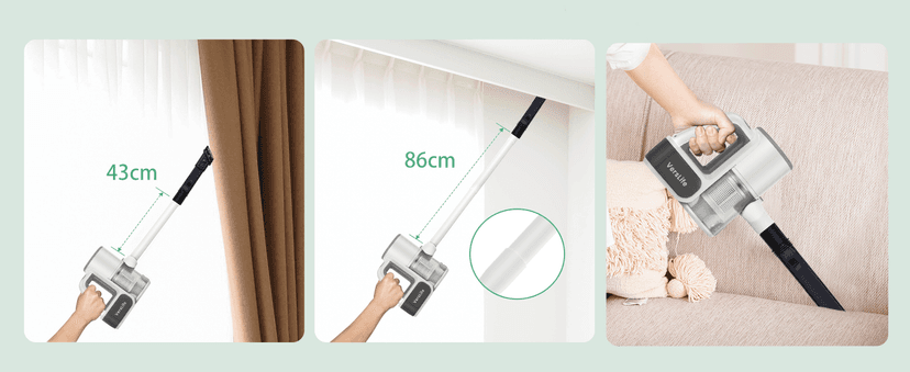 S6 Cordless Vacuum Cleaner for Home, 30KPa Stick Vacuum with 6 * 2000mAh Detachable Battery, up to 40 Mins Runtime, 6 in 1 Rechargeable Lightweight Vacuum for Hard Floor, Carpet and Pet Hair