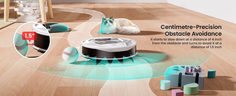 Lefant M320 Robot Vacuum with Mop Combo, 6500Pa Powerful Suction, 210 Mins Runtime, Slim, 800ml Visible Dustbin, Carpet Detection, Alexa Voice Control, Ideal for Hard Floor and Pet Hair, White