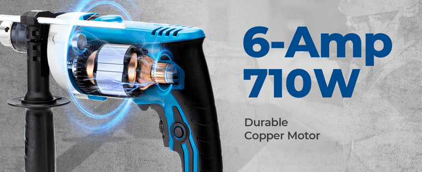 DongCheng Hammer Drill 6A,1/2 Inch Keyed Chuck, 0-3000 RPM/45000 BPM Impact Drill with 15PCS Drilling Bits for Brick Wall, Metal & Wood, DZJ05-13