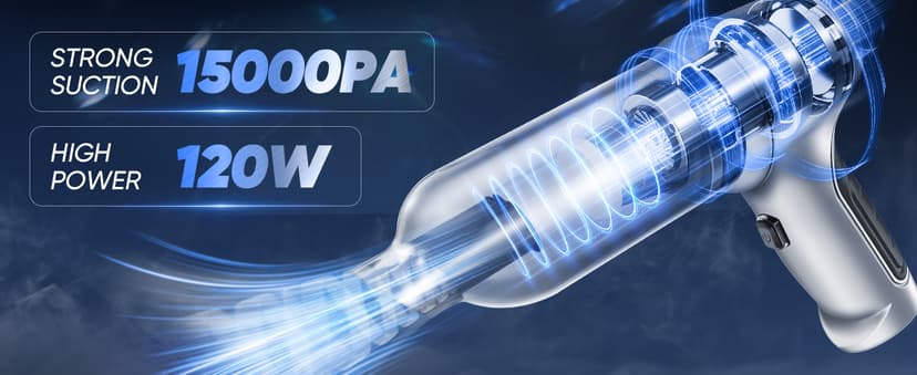 Saker Car Vacuum Portable Cordless 3 in 1 Handheld Car Vacuum 15000PA High Power with Brushless Motor and TypeC for Cars,Office,Home Cleaning HL107B