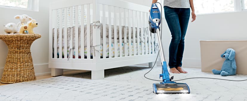 Shark HV343AMZ Rocket Corded Stick Vacuum with Self-Cleaning Brushroll, Lightweight & Maneuverable, Perfect for Pet Hair Pickup, Converts to a Hand Vacuum, Crevice Upholstery Tools, Blue/Silver