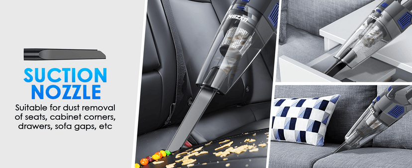 Handheld Vacuum Cordless, 15000PA Strong Suction Hand Held Car Vacuum Cleaner Rechargeable, Portable Hand Vacuum with Multi-Nozzles & Washable Filter for Home Office, Car, Pets