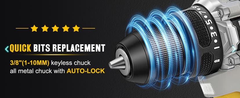 20V Brushless Drill Set, Cordless Power Drill with 2.0Ah Battery,119 PCS Combo Tool Kit for Men, 10mm 3/8" Keyless Chuck, 21+1 Torque Setting Power Tool Set for DIY Garden House Office Repair