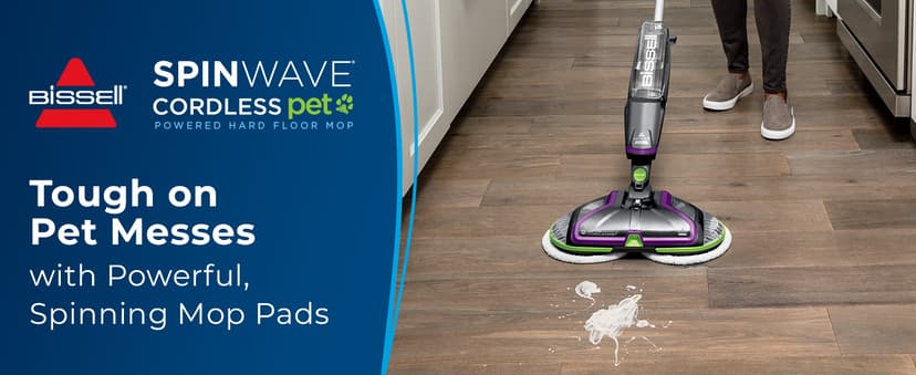 BISSELL® Spinwave Cordless Pet Hard Floor Spin Mop Cleaner 18V with washable mop pads for sealed hard floors, 23157