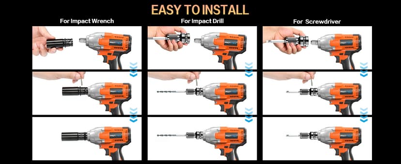 Cordless Impact Wrench, 665Ft-Ibs (900N.m) 1/2" Electric Impact Wrench, 21V Power Impact Drill with 2x 4.0Ah Battery, 6 Sockets, 8 Drill, 6 Screws, Impact Gun Variable Speeds for Car/Truck/Mower