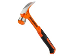 Jorgensen 20 oz Straight Claw Hammer with Magnetic Nail Holder, Rip Claw Hammer with Milled Face & Shock Absorbing Grip, Heavy Duty One-piece Forged Hammer