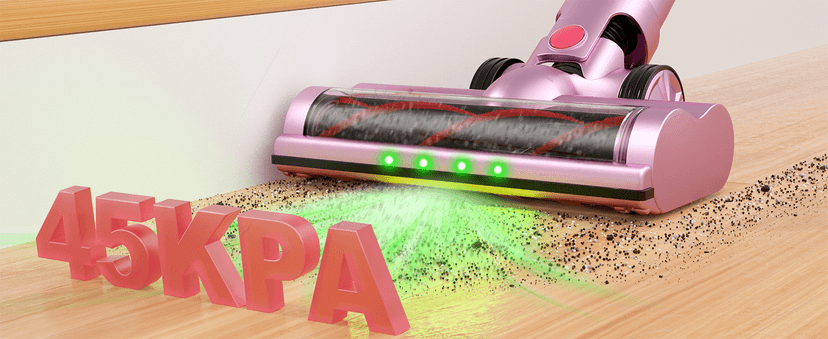 Pink Cordless Vacuum Cleaner, 45Kpa/550W/60 Mins Runtime Stick Vacuum with Self-Standing and Touch Screen, Anti-Tangle Wireless Vacumm, Vacuum Cleaners for Home/Pet Hair/Carpets/Floors