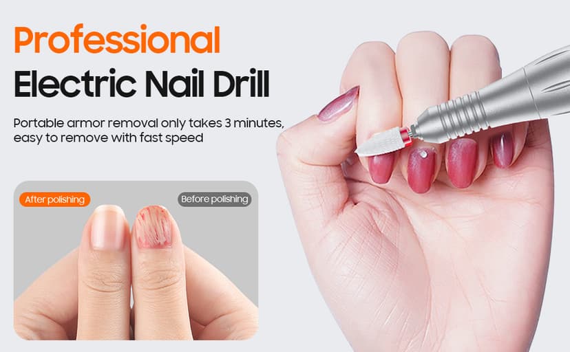 Professional Nail Drill 35000 RPM,SONGMIN Portable Cordless Efile with Bits Kit for Acrylic Nails Gel Polishing Removing,Rechargeable Electric Nail File Machine for Manicure,Pedicure Salon Home,Pink