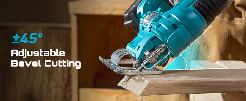 SEESII Cordless Jig Saw 21V, Electric Jigsaw Tool with 2× 2.0Ah Batteries, 2800RPM Variable Speed for Wood Cutting, 0°-45° Bevel Cuts, LED Light, 4 Orbital Settings for Straight/Curve/Circle Cutting
