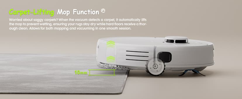 V5 Robot Vacuum and Mop, Self-Emptying Robotic Vacuum Cleaner, 8500Pa Suction, Pet Hair Tangle Cutter, Laser Navigation, Cat Laser, Carpet Detection, Ideal for Hard Floor, Tile, and Carpet