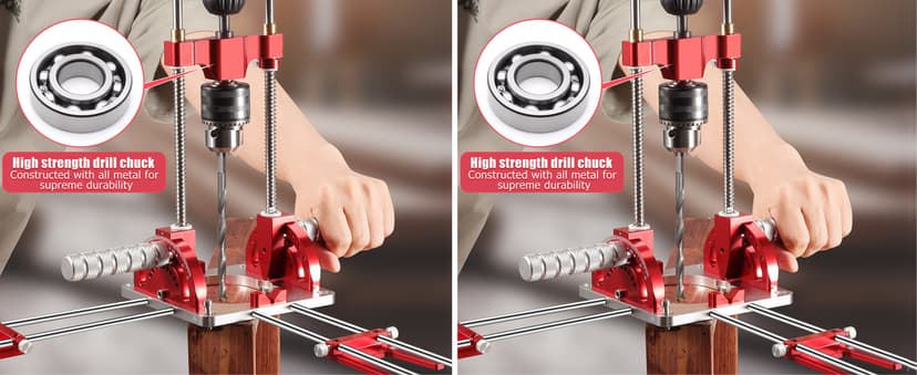 Portable Drill Guide, Multi Angle Drill Guide for Straight Holes,Adjustable Angle 0° to 60°, Heavy-Duty Self-Centering Base,Precision Drilling Jig with Chuck & Key,Chuck Clamping Range for 1/16-1/2"