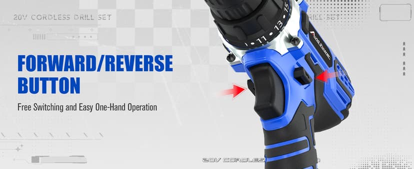 AVID POWER 20V MAX Power Drill Kit, Cordless Drill Set with Battery and Charger, 2 Variable Speed, 3/8-Inch Keyless Chuck, 19 Position and 22pcs Bits - Blue