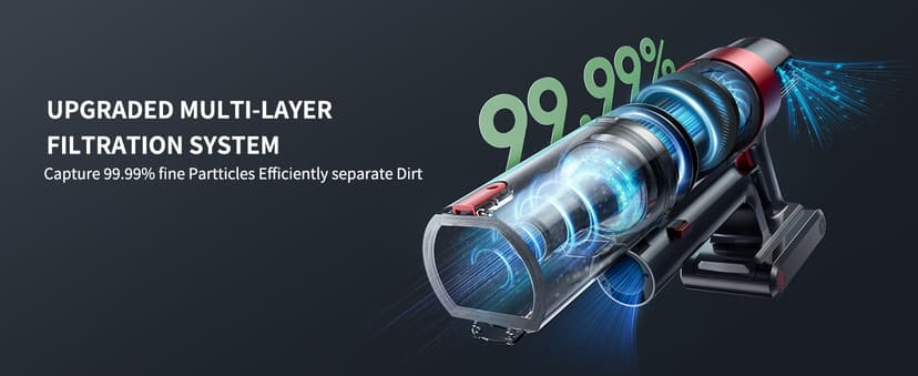 Cordless Vacuum Cleaner, 450W 40Kpa Stick Vacuum with Touch Screen, 55 Mins Runtime Rechargeable Vacuum, Lightweight Powerful Vacuum Cleaner for Home with 1.5L Cup for Pet Hair Carpet Hardwood Floor