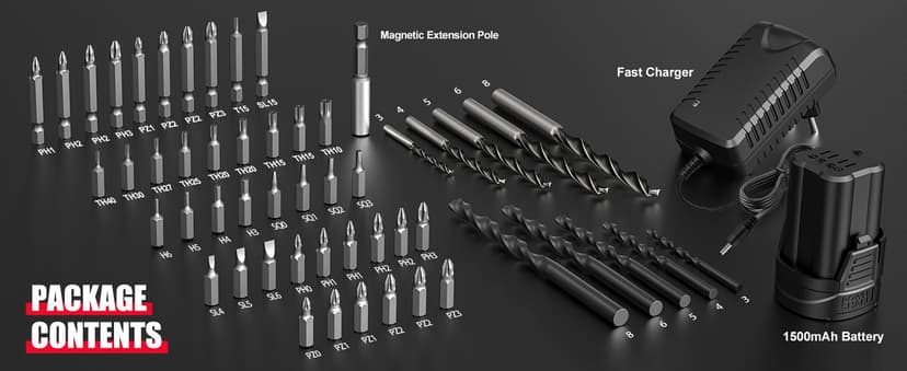 HYCHIKA Drill Set, True Brushless Power Drill Driver 16.8V Cordless Compact Drill Woman Man,410 IN-LB, LED Light,2 Variable Speed 23+1 Torque 3/8" Keyless Chuck, 1 Lithium-Ion Battery