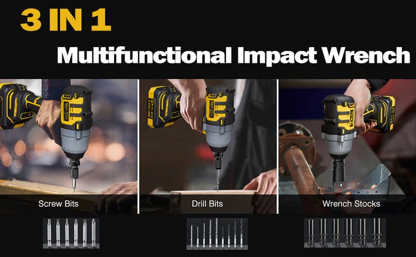 1/2 inch Cordless Impact Wrench,650Ft-lbs (800N.m) Brushless Power Impact Driver,3000RPM High Torque Impact Gun,2x 4.0 Battery, 5 Sockets,8 Drill,6 Screws for Home Car Tires Truck Mower