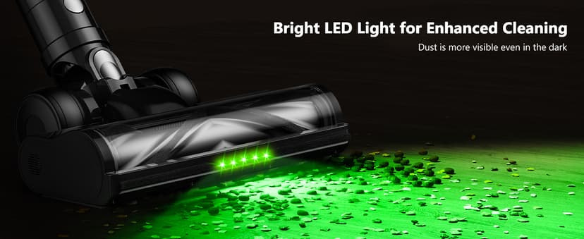 Cordless Vacuum Cleaner, 46KPa/500W Stick Vacuum with 55 Mins Runtime, Self-Standing Vacuum Cleaner for Home, LED Display, Anti-Tangle Brush, Rechargeable Vacuum for Pet Hair