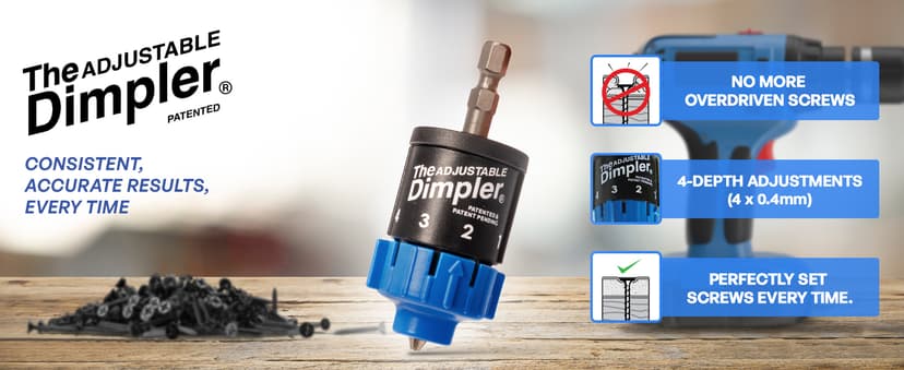 Adjustable DIMPLER ® - Drywall Bit & Screw Gun Attachment, Converts Drill into Drywall Screw Gun or Deck Screwdriver, Magnetic Bit Holder for Fast, Accurate Installation