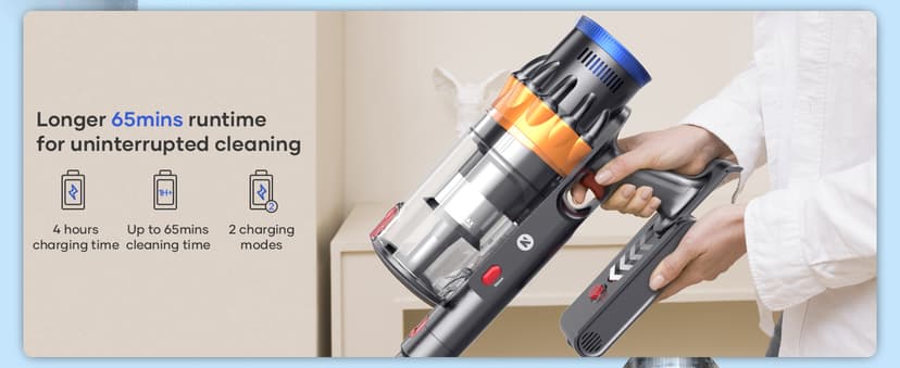 NADALY Cordless Vacuum Cleaner, 550W/45Kpa Vacuum Cleaner for Home, Up to 65Mins Runtime Stick Vacuum, Anti-Tangle & Auto Mode Lightweight Vacuum, Wireless Vacuum for Pet Hair Carpet Hardwood Floor