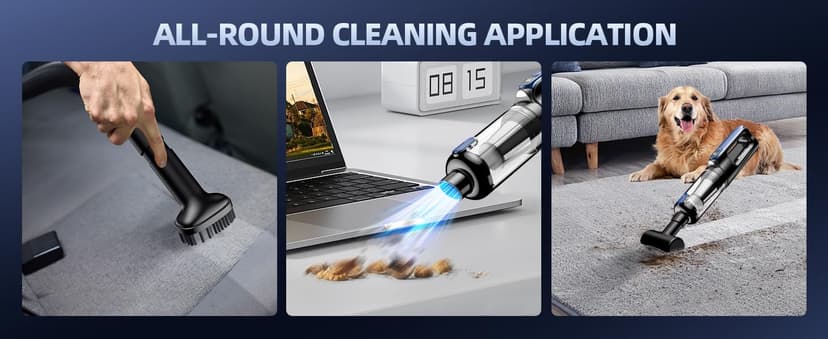 Car Vacuum Portable Cordless, 18000Pa 2 in 1 Cleaner&Air Duster, 130W Brushless Motor Handheld Vacuum Cordless with 7800mAh Battery, LED Light, Multi-Nozzles for Car, Home, Office, Pet