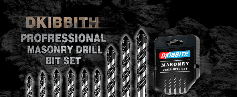 10-Piece Masonry Drill Bit Set for Concrete Tile Glass Ceramic Brick,1/8 to 1/2 Inch Drilling Bits with Triangle Handle,Tungsten Steel Alloy Tip.(Black)