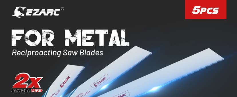 EZARC Reciprocating Saw Blade Bi-Metal Cobalt Sabre Saw Blades for Heavy Metal Cutting 6-Inch 14TPI R626PM+ (5-Pack)