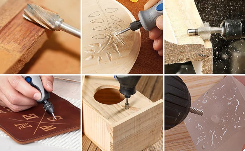 Wood Carving Bits Engraving Router Bit, 20pcs HSS Different Rotary Burr Set with 1/8"(3mm) Shank for Rotary Tools for DIY Woodworking, Carving, Drilling, Engraving, Trimming